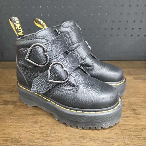 Doc Dr Martens DEVON HEART Leather Platform Buckle Boots Women's Size 6 US - Picture 2 of 12